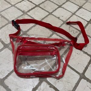 Clear Red Stadium Approved Fanny Pack | Adjustable Belt Bag